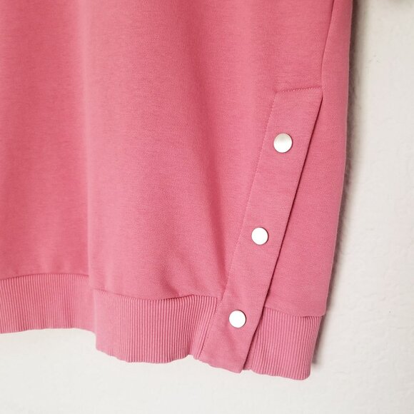 Armani Exchange Short Sleeve Crewneck Sweatshirt M Snap Button Side Pink Lounge - Picture 9 of 13